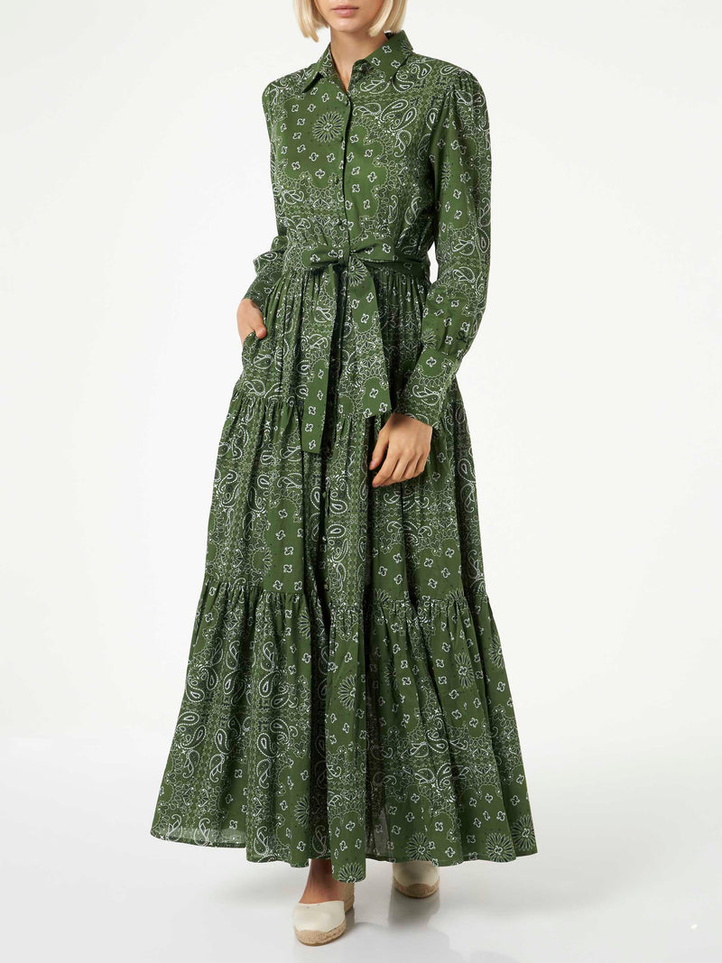 Woman green bandanna long dress Jensen