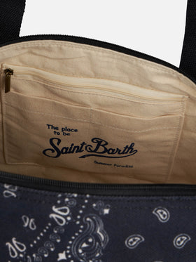 Travel duffel  denim bag Jetleg Round bandana print