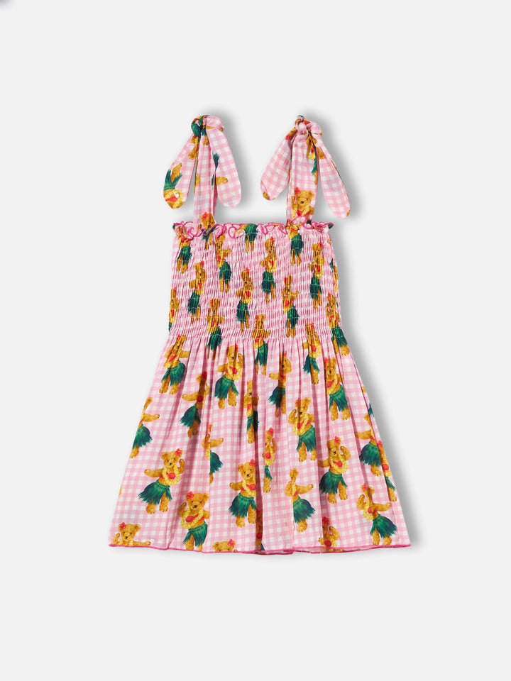 Abito Lola in cotone stampa orsetto hawaiano