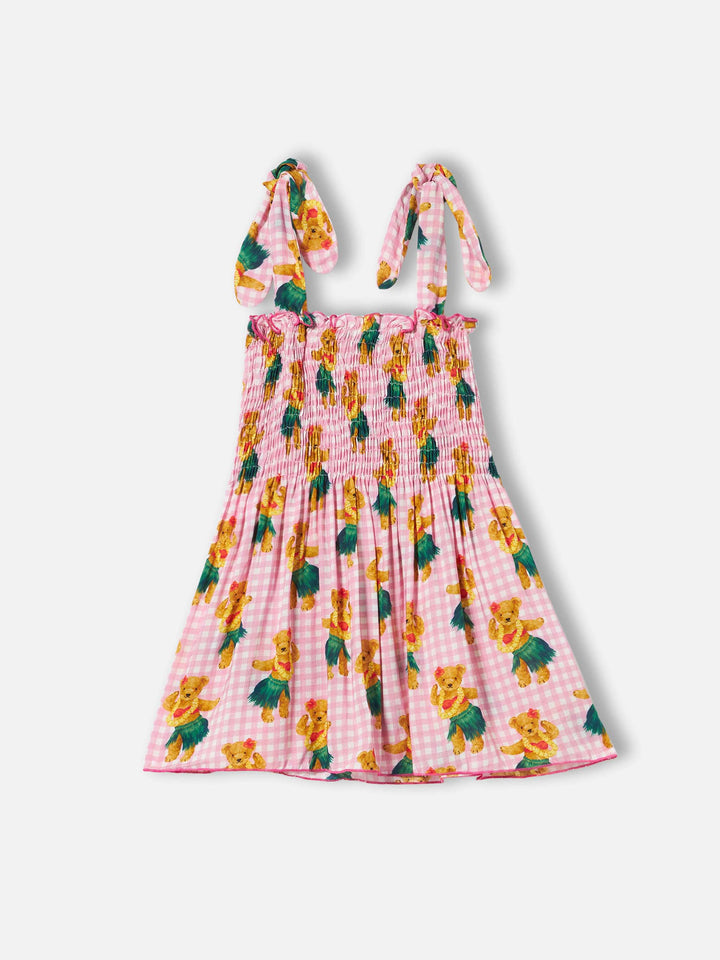 Abito Lola in cotone stampa orsetto hawaiano