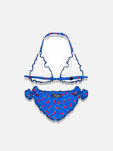 Bikini da bambina a triangolo con stampa peperoncino