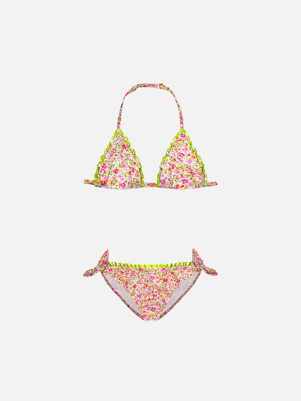 Mädchen-Triangel-Bikini mit Blumen | Hergestellt aus Liberty-Stoff