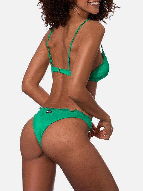 Woman emerald green bralette bikini