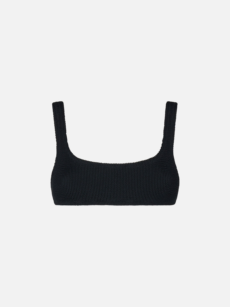 Costume da bagno da donna a bralette nero crinkle