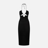 Longuette schwarzes Cutout-Kleid Farah