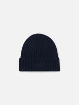 Man navy blue cashmere blend hat with St. Barth embroidery