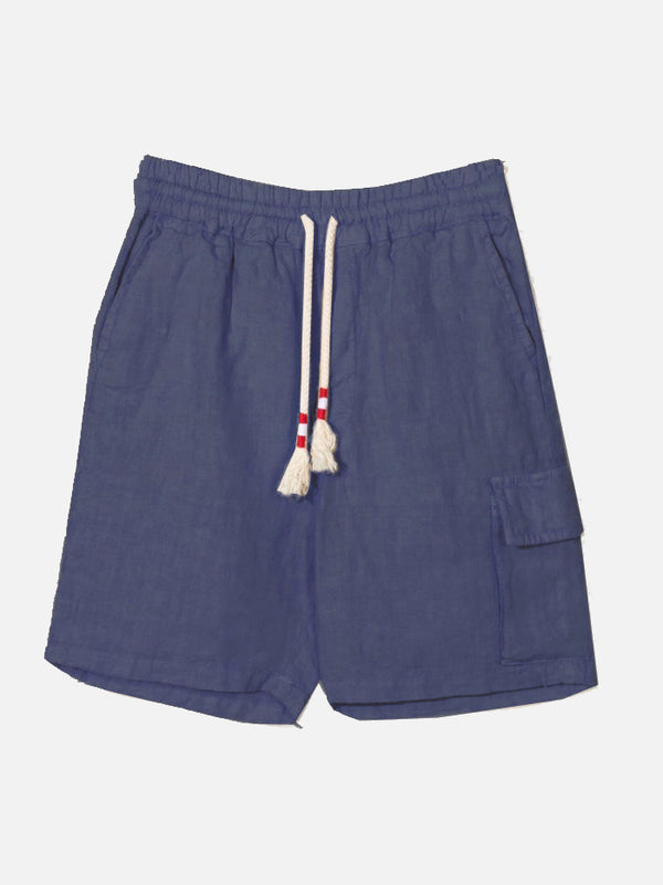 Blue color linen bermuda short