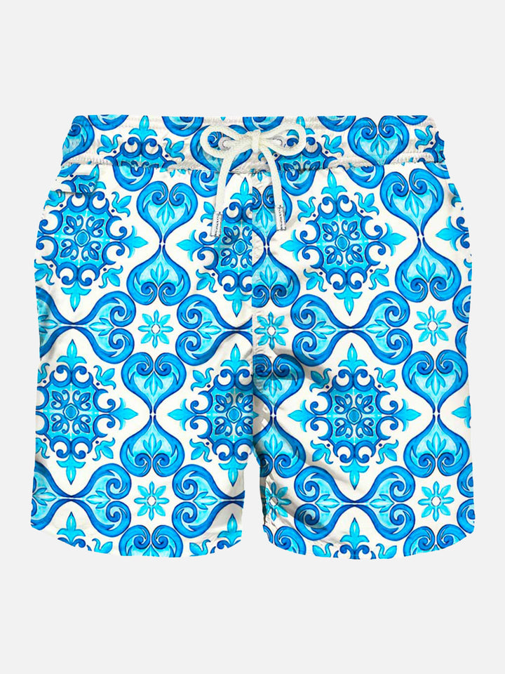 Light fabric man swim shorts maiolica print - MC2 Saint Barth