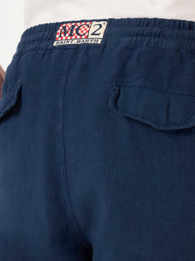Herren-Bermudashorts aus Leinen und Marineblau