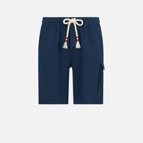 Herren-Bermudashorts aus Leinen und Marineblau