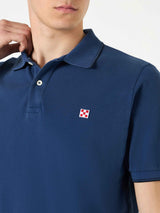 Blaues Denim-Piquet-Polo mit St. Barth-Logo