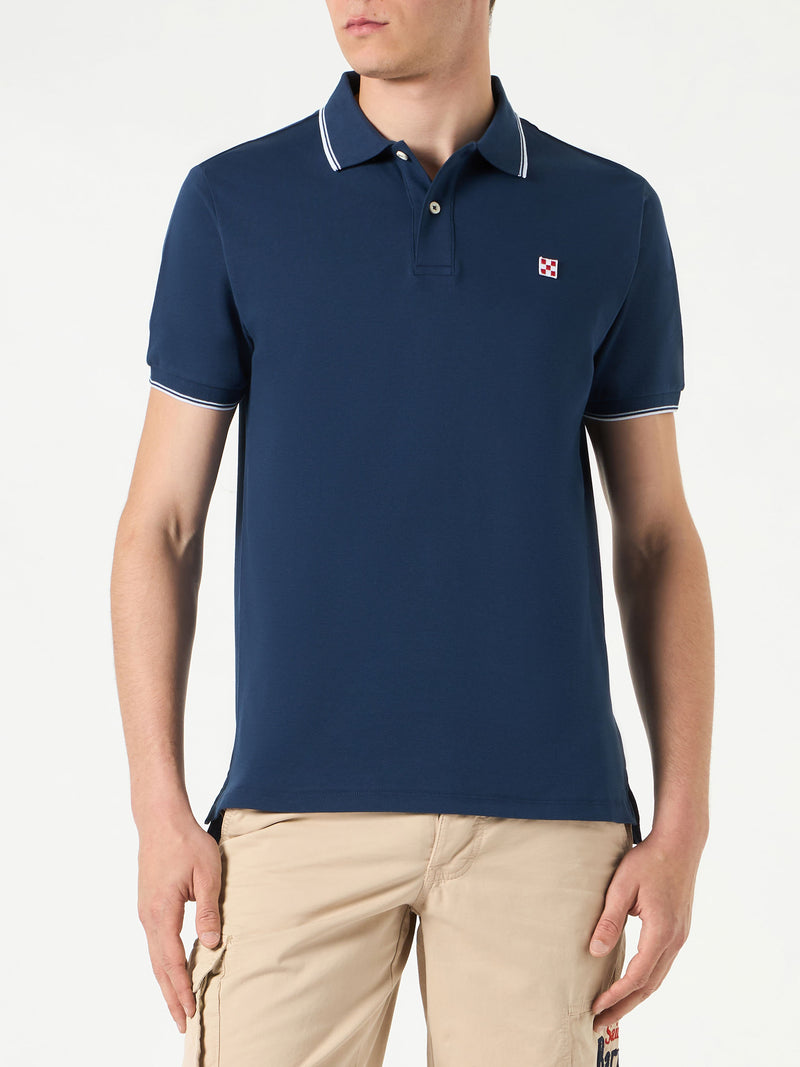 Blaues marineblaues Piquet-Poloshirt mit St. Barth-Logo