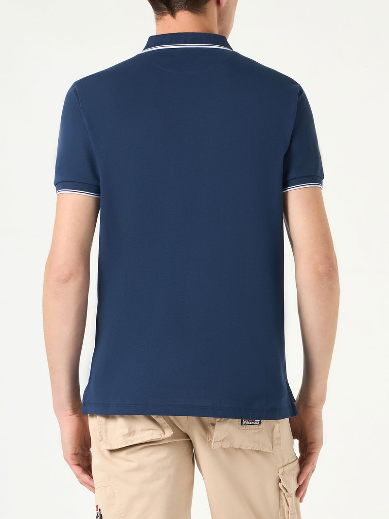 Polo piquet blu navy con logo St. Barth