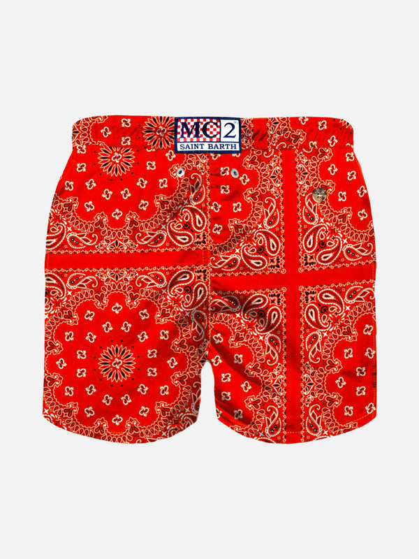 Boy swim shorts with bandanna print