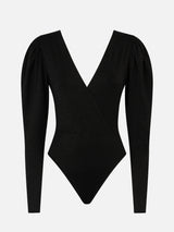 Costume intero/bodywear nero glitterato lavorato a maglia