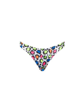 Woman cheeky swim briefs with multicolor animalier print