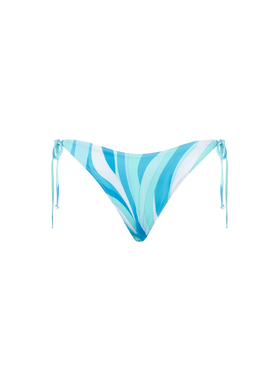 Woman swim briefs with light blue wave pattern