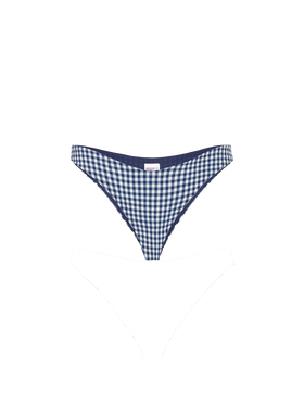 Blue vichy cheeky swim briefs