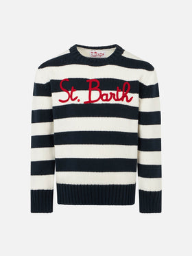 Maglione da bambino in cotone con ricamo St. Barth