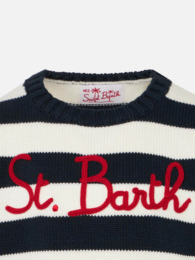 Maglione da bambino in cotone con ricamo St. Barth