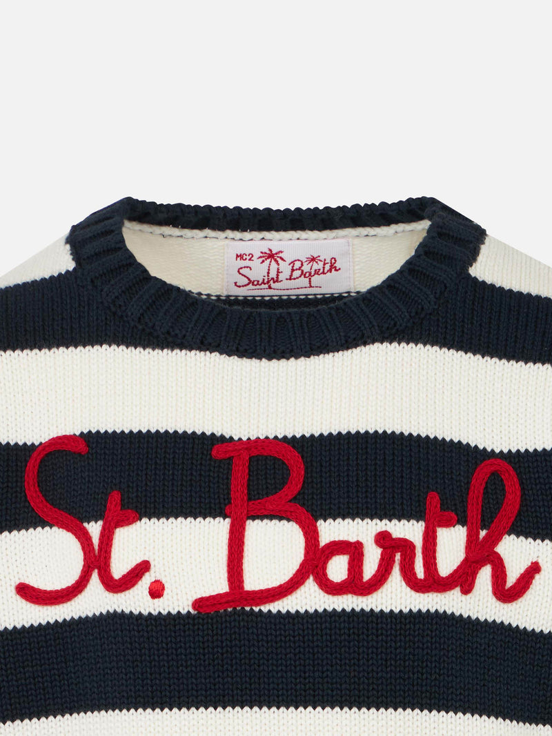 Maglia da bambino in cotone con ricamo St. Barth