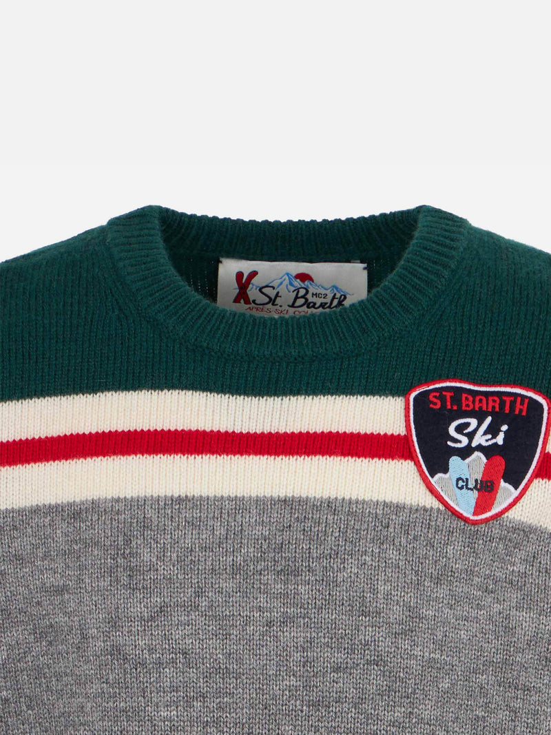 Maglia da bambino girocollo con patch St. Barth Ski club