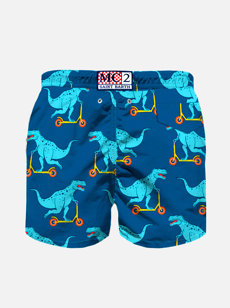 Leichte Jungen-Badeshorts mit Dino-Scooter-Print