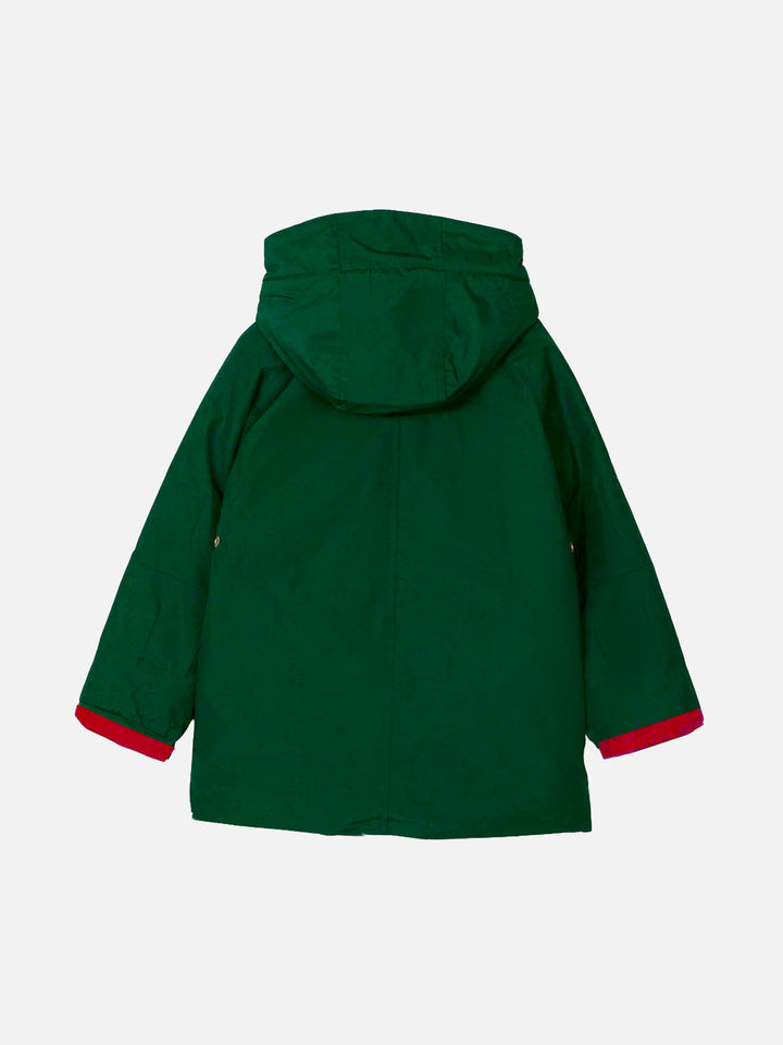 Parka für Jungen in britischem Grün mit Kapuze Voyager Jr
