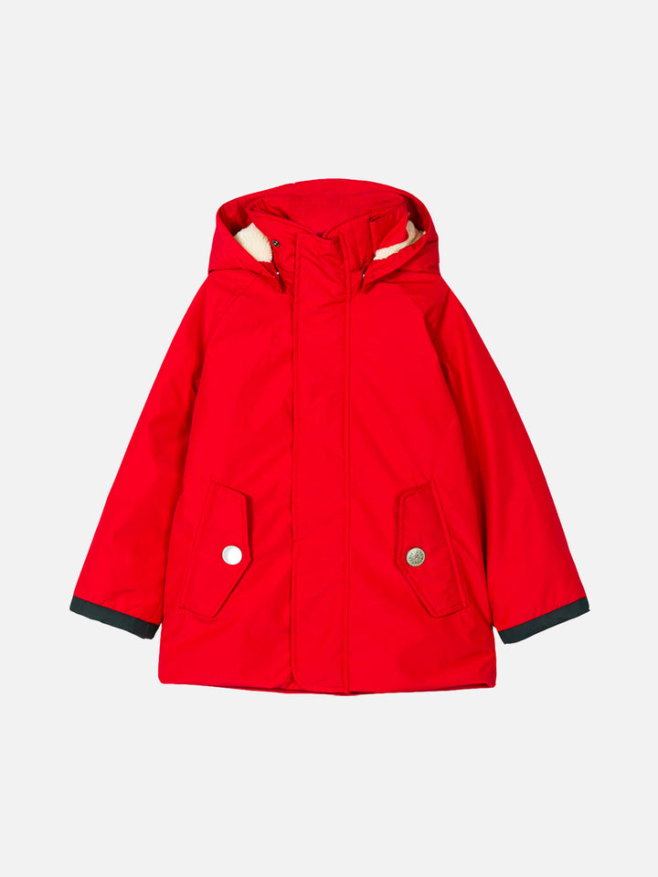 Rote Parkajacke für Jungen mit Kapuze Voyager Jr