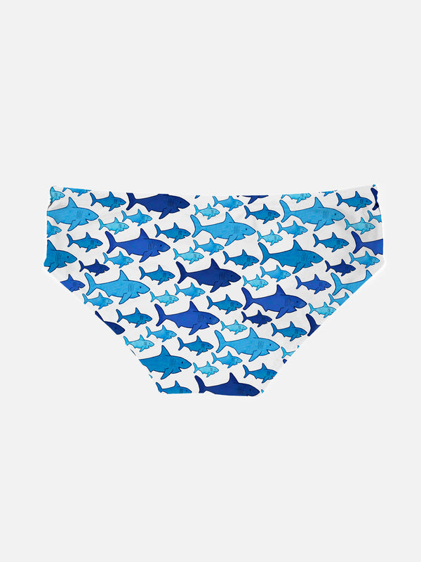 Slip da bagno da bambino stampa multi squalo