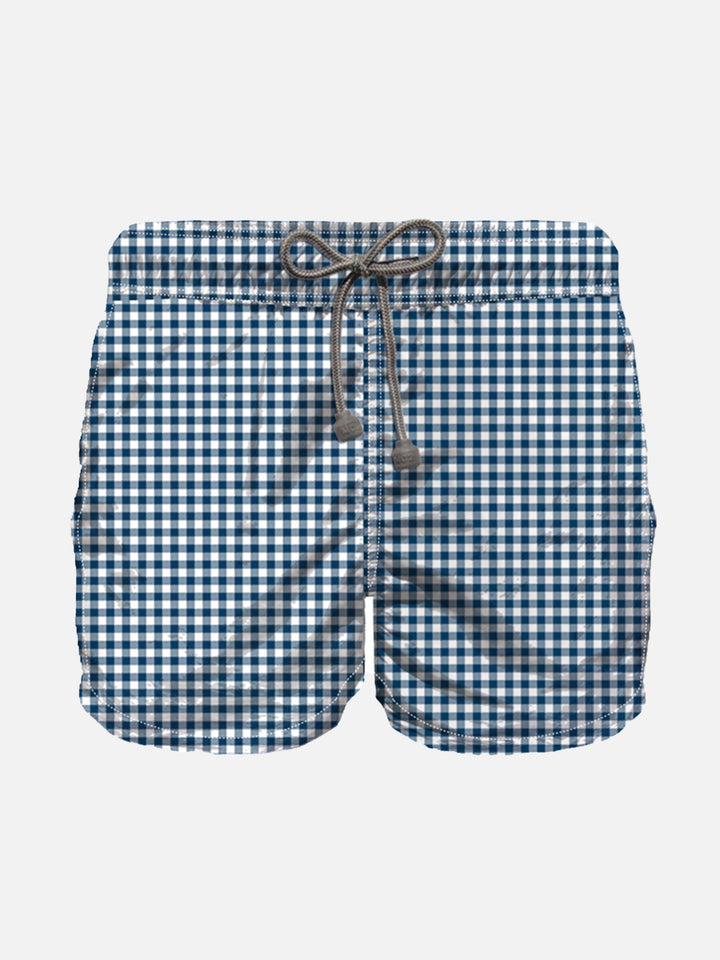 Boy swim shorts with Blue Vichy pattern - MC2 Saint Barth