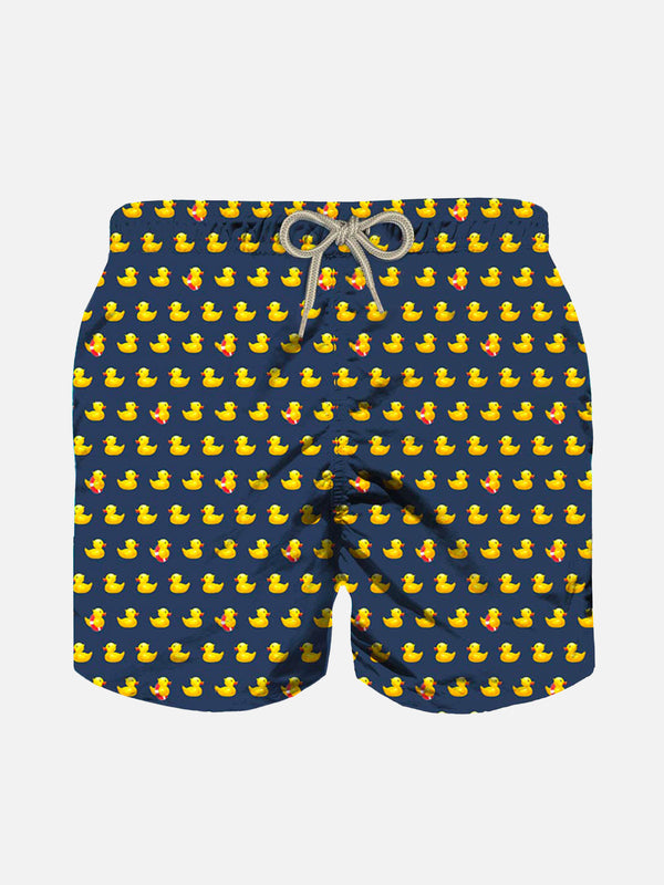 Boy swim shorts with ducky print