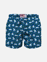 Boy light fabric swim shorts with dog print