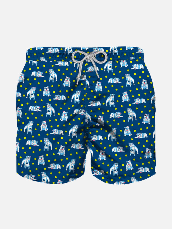 Boy light fabric swim shorts with dog print