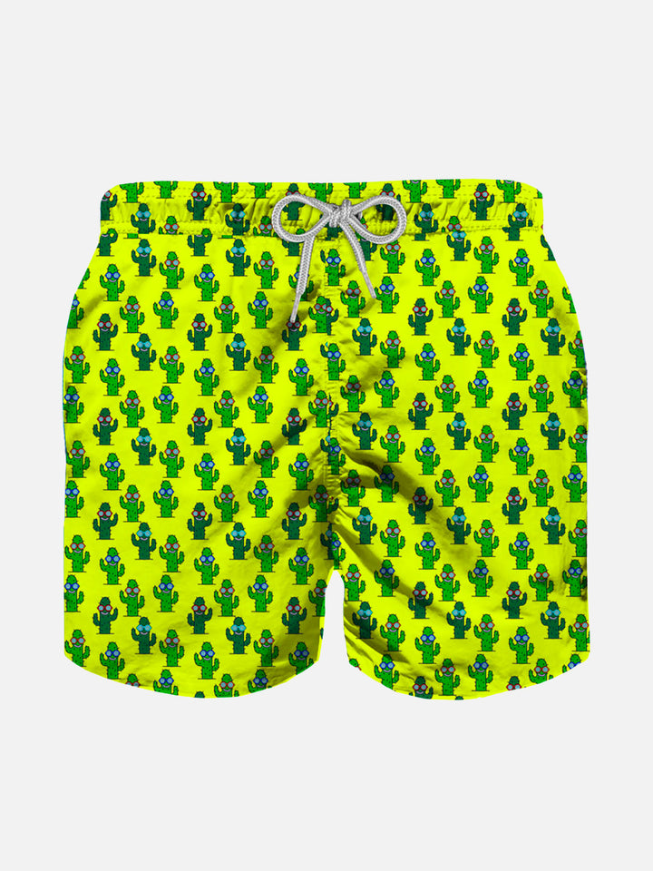 Prickley plant print light fabric boy swim shorts - MC2 Saint Barth