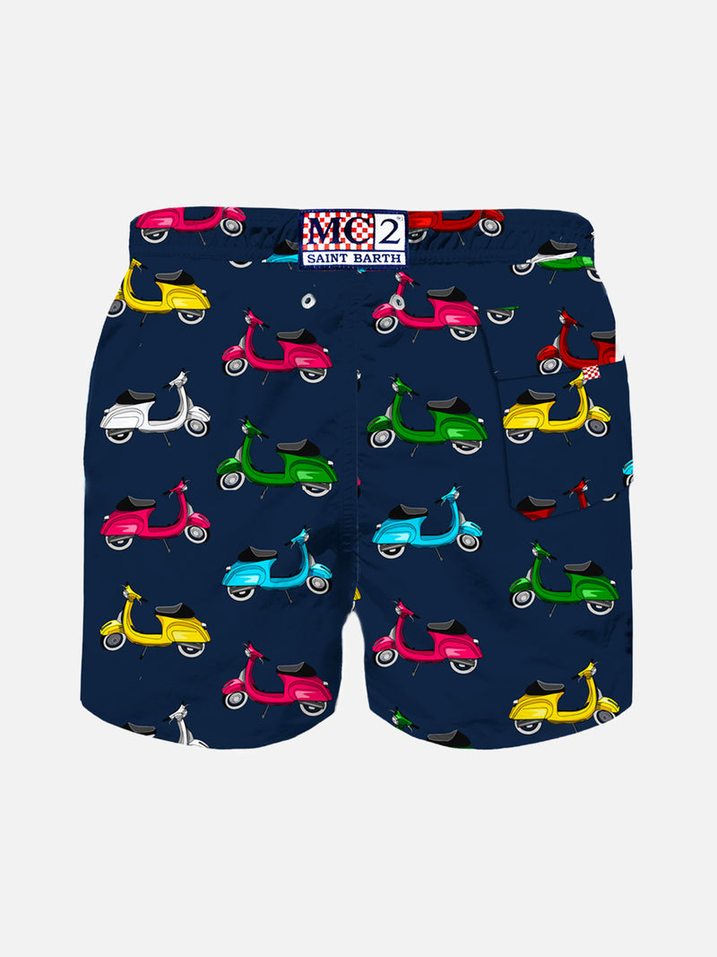 Boy swim shorts with scooter print