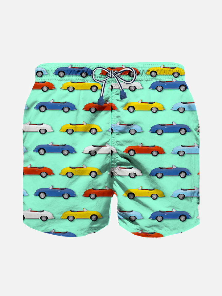 Boy light fabric swim shorts with multicolor car print - MC2 Saint Barth