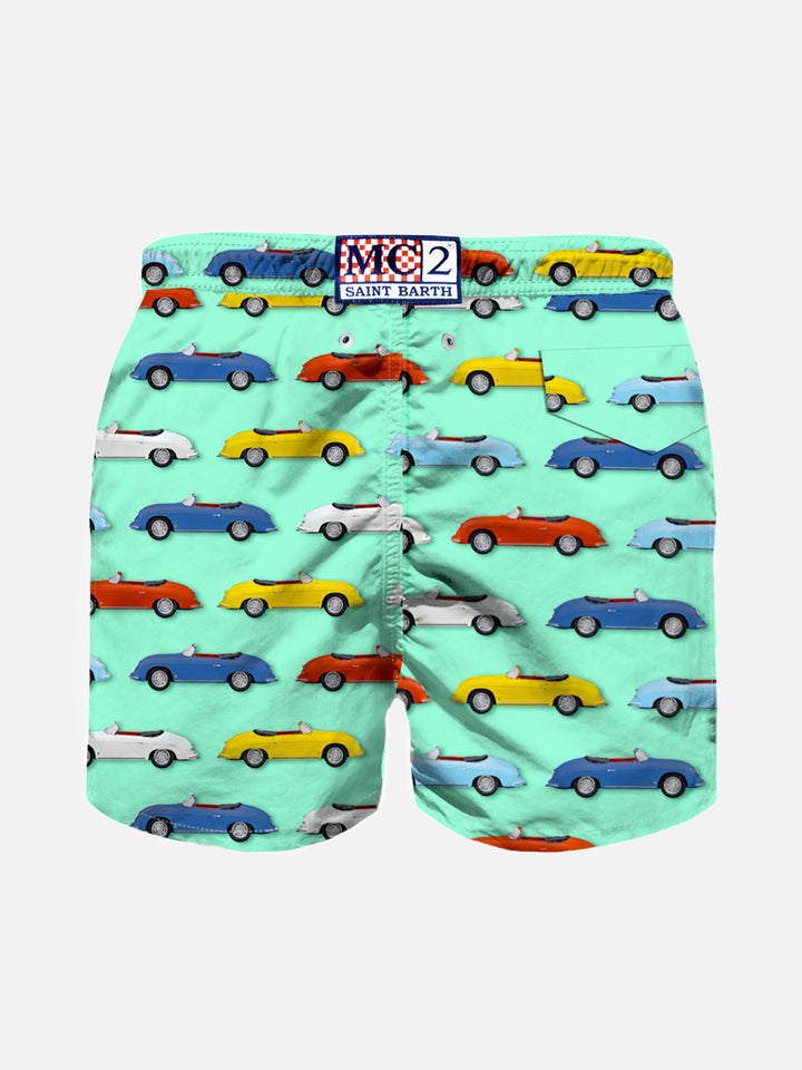 Boy light fabric swim shorts with multicolor car print - MC2 Saint Barth