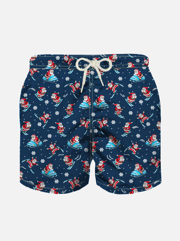 Boy light fabric swim shorts with Santa Claus print - MC2 Saint Barth