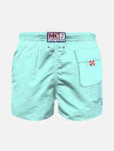 Boy swim shorts with Faccio un mare di guai! embroidery