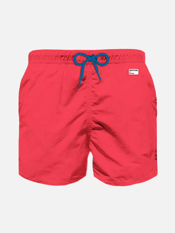 Boy fluo red lightweight swim shorts Lighting Pantone | PANTONE® SPECIAL EDITION