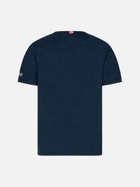 Jungen-T-Shirt aus Baumwolle mit Tasche mit Hai-Aufdruck