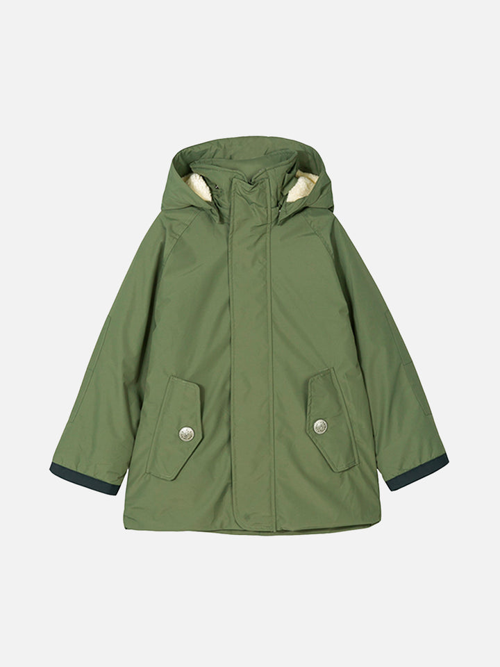 Parka für Jungen in Militärgrün mit Kapuze Voyager Jr