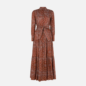Woman brown bandanna long dress Jensen - MC2 Saint Barth