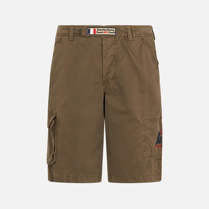 Man brown cargo bermuda with pockets