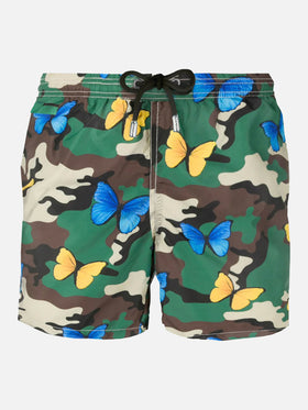 Light fabric man swim shorts butterfly and camouflage print - MC2 Saint Barth