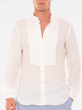 Off white embroidered Man Linen Shirt - MC2 Saint Barth