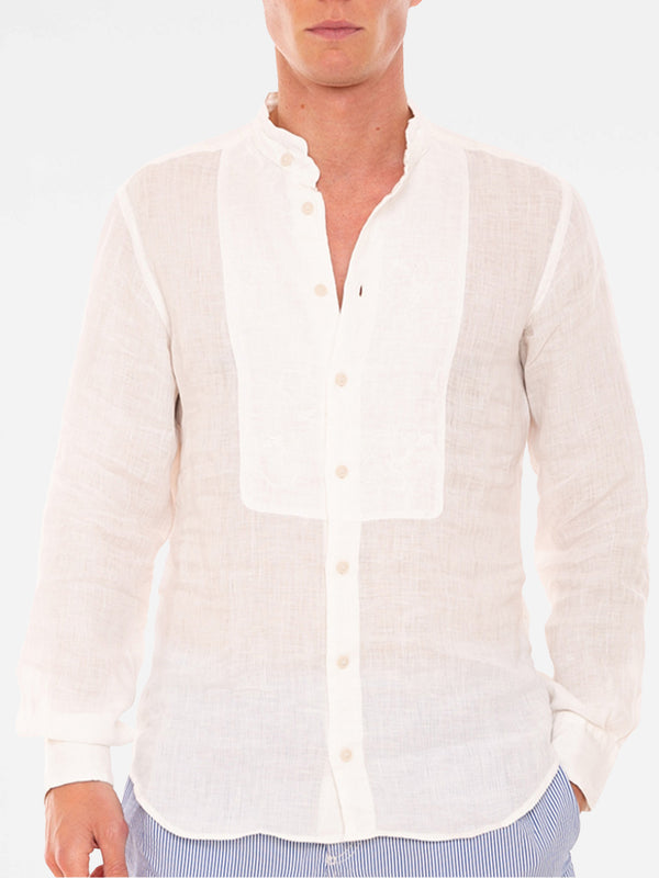 Off white embroidered Man Linen Shirt