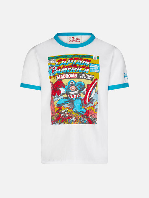 Kid white cotton t-shirt with Captain America print | MARVEL SPECIAL EDITION - MC2 Saint Barth