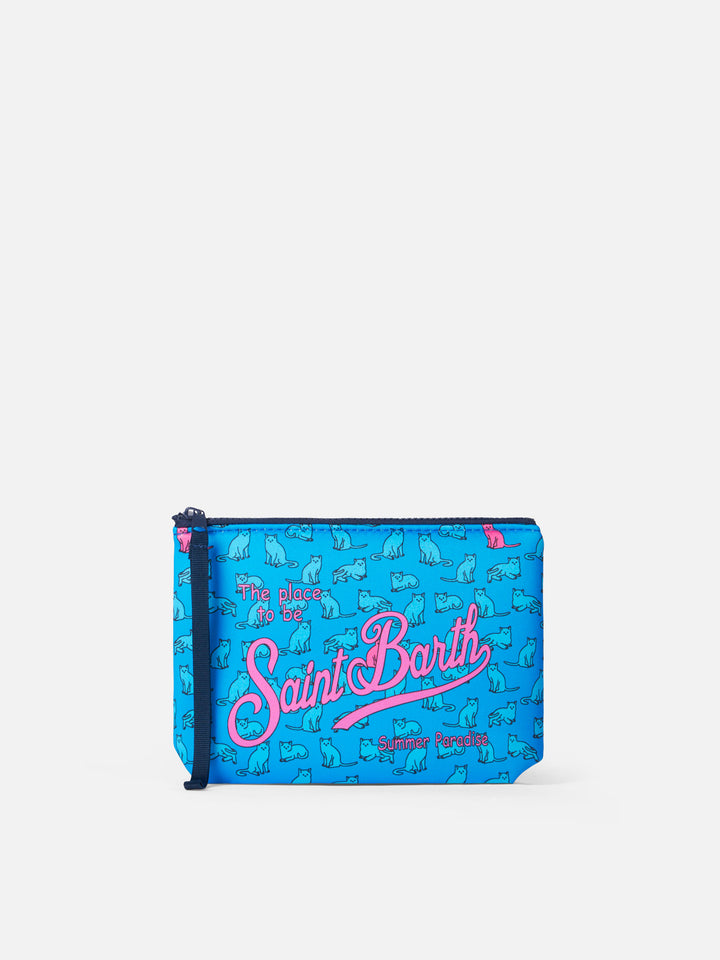 Aline scuba pochette with cats print